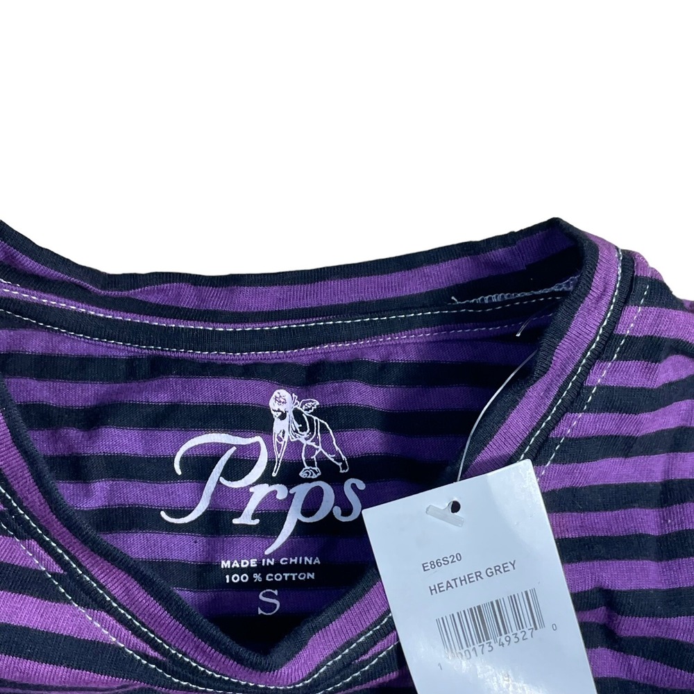 PRPS Heather Grey/Purple‎ Striped Pullover Sweater Men's Size Small - Picture 4 of 7